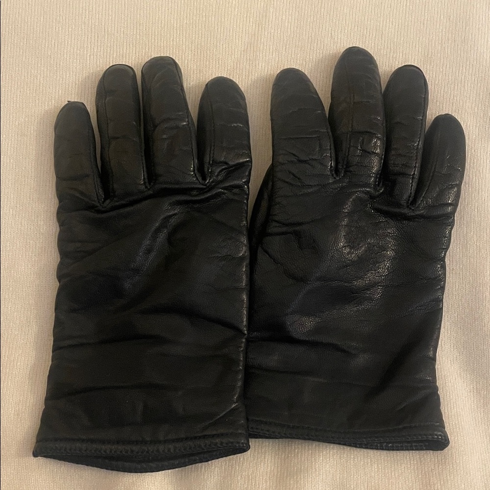 Jessica Leather and Wool  Navy Gloves